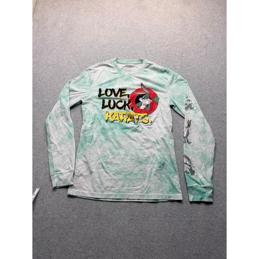 Looney Tunes Bugs Bunny Love Luck Karats Tie Dye Long Sleeve Shirt Green Small